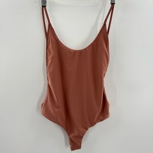 Makers of Dreams Stretch Open Back Sleek Bodysuit Blush Terracotta Size XS